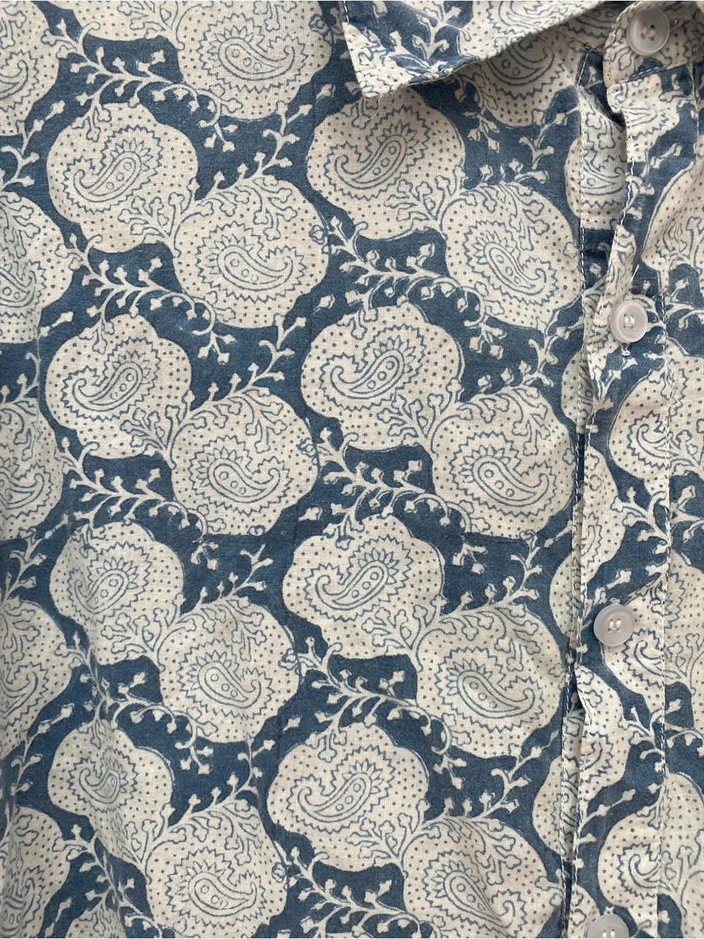 Roberta Roller Rabbit Blue & White Paisley-Print Button Down “Guy Shirt” - L - Picture 2 of 8